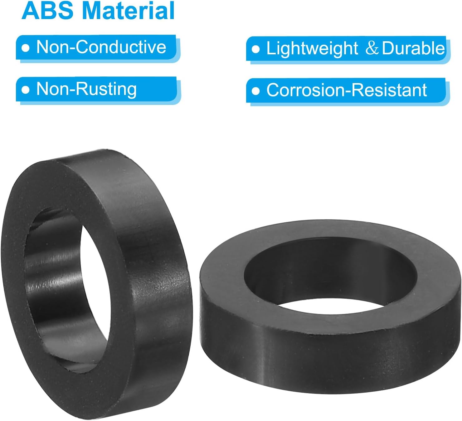 PATIKIL M10 Round Electrical Outlet ABS Spacers Washer, 60 Pcs 10.2mm ID, 16mm OD, 3mm Length Without Threaded,Switch and Receptacle Spacers Hardware for M10 Screws