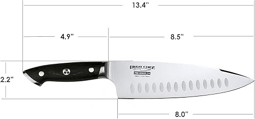Miniatura 4 de Ergo Chef Pro Series 2.0 - Cuchillo de chef de 8 pulgadas, hoja de acero inoxidable forjado de alto carbono 7Cr17MoV con mango ergonómico de madera