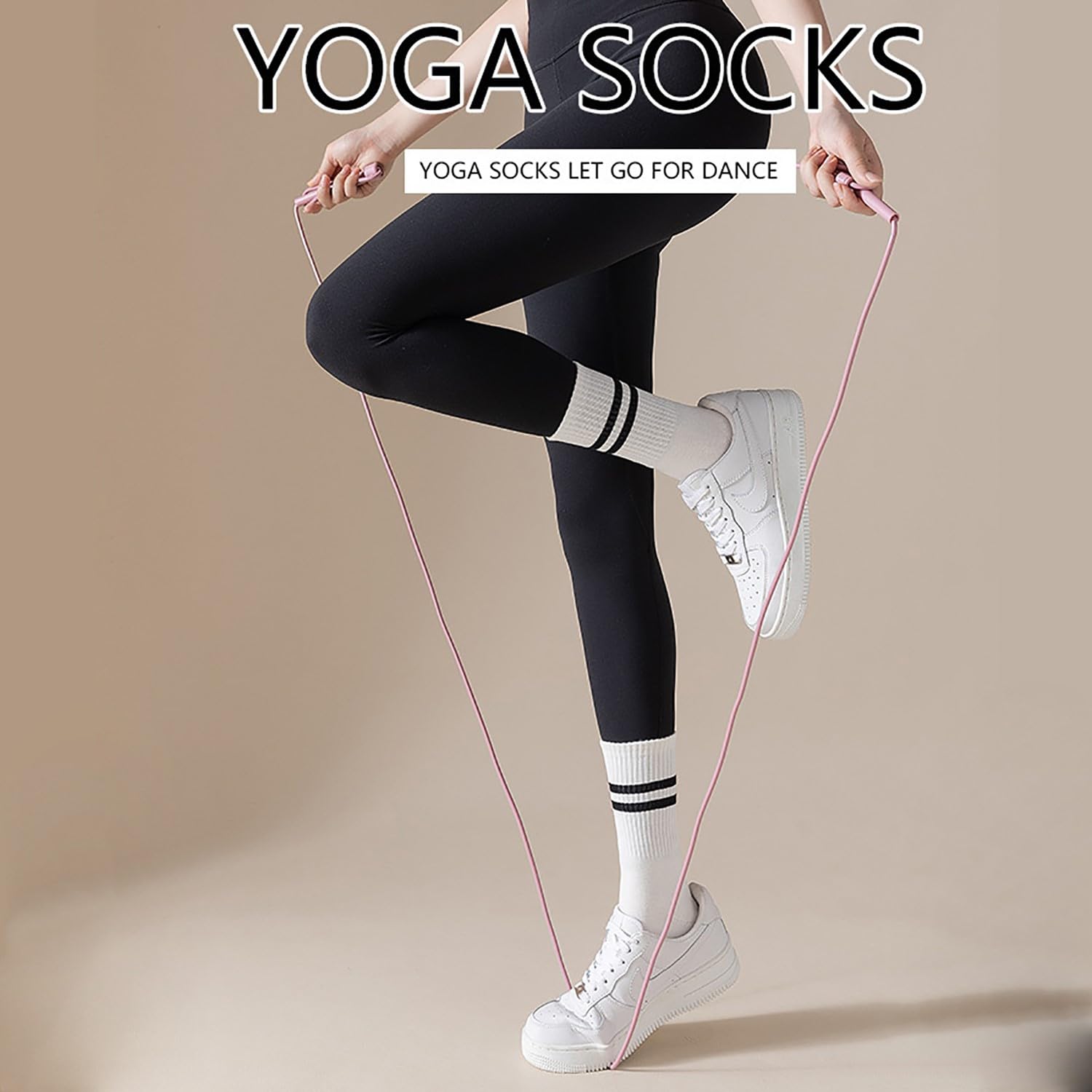 10 Paar Yoga-Socken, rutschfest, lang, mit Griffen, für Yoga, Yoga, Ballett, WorkoutDance