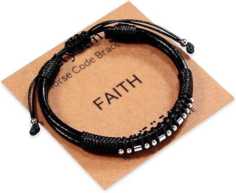 Inspirational Gifts for Men Morse Code Bracelets Mens Bracelets Graduation Gifts for Him Fathers Day Adjustable Leather Bracelet Motivational Birthday Annivesary Jewelry Stocking Stuffers for Men