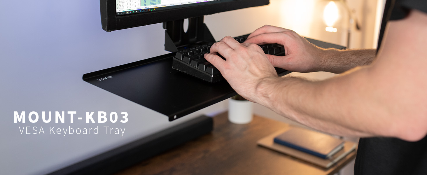 VIVO Computer Keyboard and Mouse Platform Tray VESA Mount Attachment 25.5 x 8 Surface (MOUNT-KB03