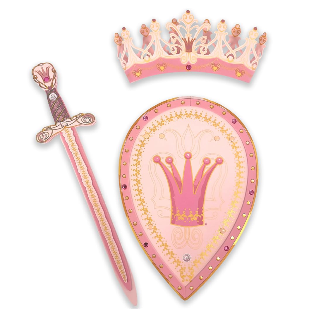 Liontouch - Set de Reina Rosa, Espada, Escudo y Corona, Niñas Edades de 3-8 Años | Accesorios Rosa para Juego de Imitación en Estilo Medieval | Armas y Armaduras Seguras para Disfraces y Trajes Reales