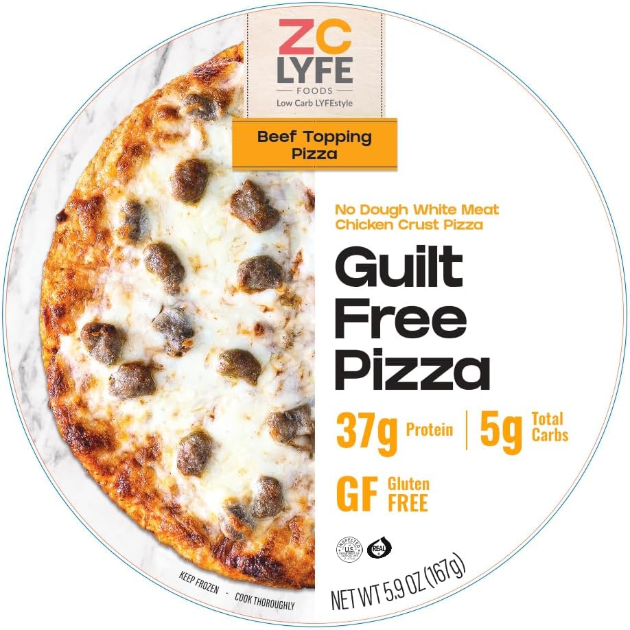 ZeroCarb LYFE 4 Pack 7.5" Beef and Cheese Pizza, Chicken