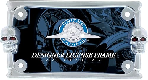 United Pacific 50075 Marco de matrícula de motocicleta con calavera cromada