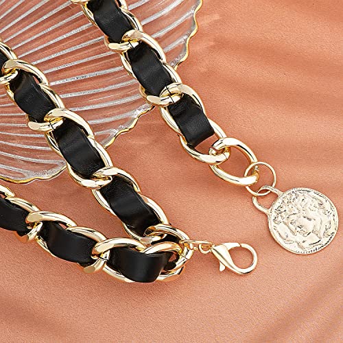 Gleamart Leather Chain Belt Layered Clothing Waist Belt for Women Jeans Dresses3