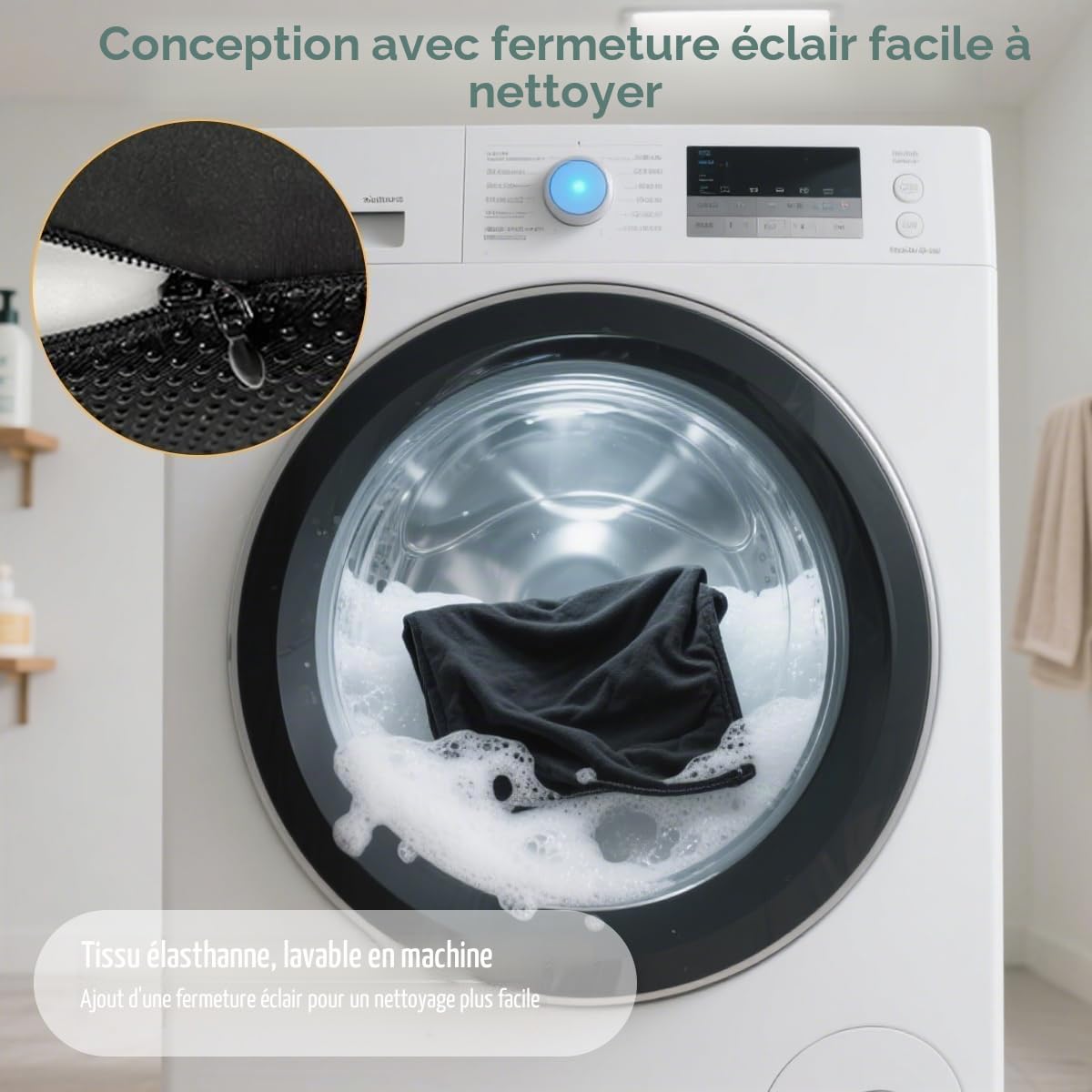 Générique Oreiller Ergonomique Couple à Mémoire de Forme 27°, Coussin Multi-Positions avec Soutien du Dos, Soulage la Pression, Cou et Jambes, Oreiller Intime avec Housse Amovible Lavable (Bleu)