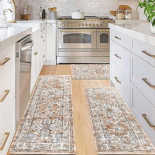 Pauwer Boho Kitchen Rugs Sets Of 3 Non Slip Rubber Mats For Floor Waterproof And Washable Farmhouse Area Rug Carpet Runner Hallway Laundry Room thumb #5