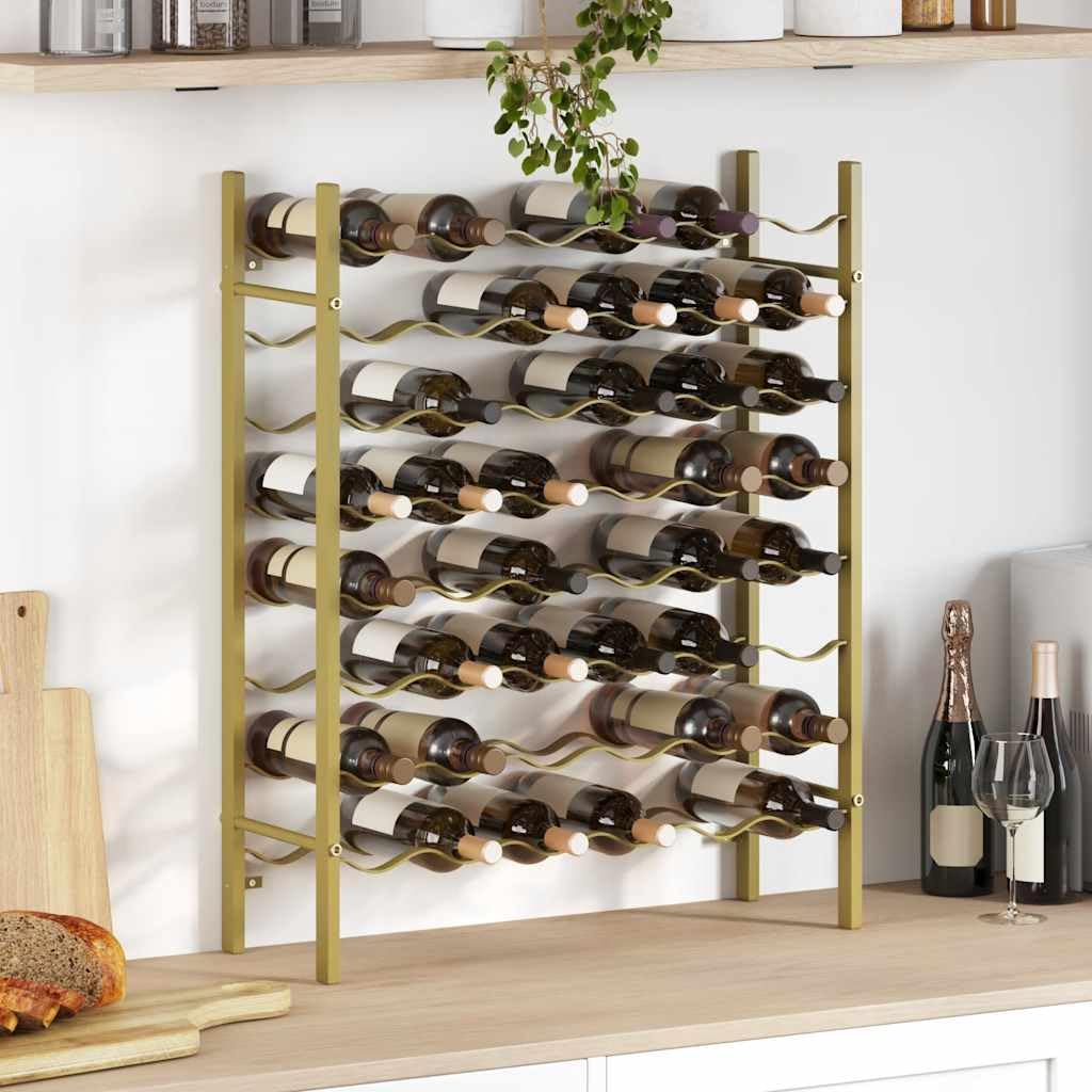 Botellero para 48 botellas de metal dorado con 8 niveles, diseño moderno, ahorro de espacio para cocina, comedor, bar, sótano, adecuado para vino, bebidas y vasos, almacenamiento estable