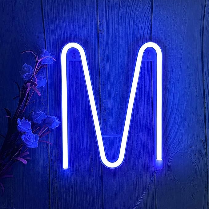 Letter Neon Lights - Personalized USB Light Signs for Wall Decor Bedroom Home Office - Switch Controlled LED Word/Name Signs Unique Gift Idea & Party Hanging String Lights（Letters M) — image 1