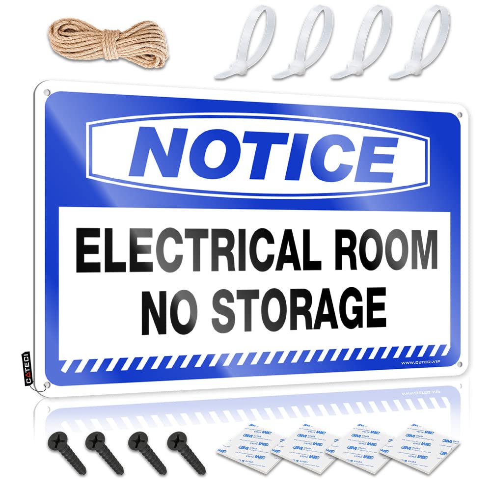 STWNVOITV Tin Bar Signs Notice Electrical Room No Storage Tin Sign Vintage Decor Tin Signs Warning(30X40CM)