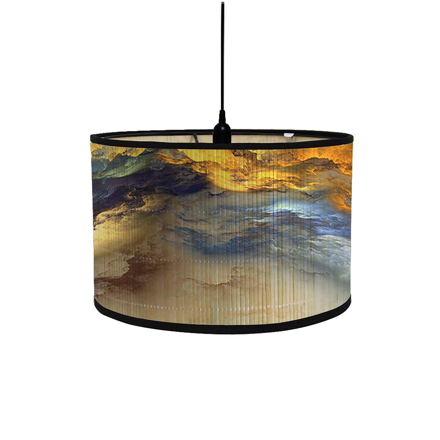 Retro Bamboo lampshade, Round Drum Shaped lampshade for Tables or Chandeliers, Suitable for Simple Ceiling Chandeliers (Style 23)