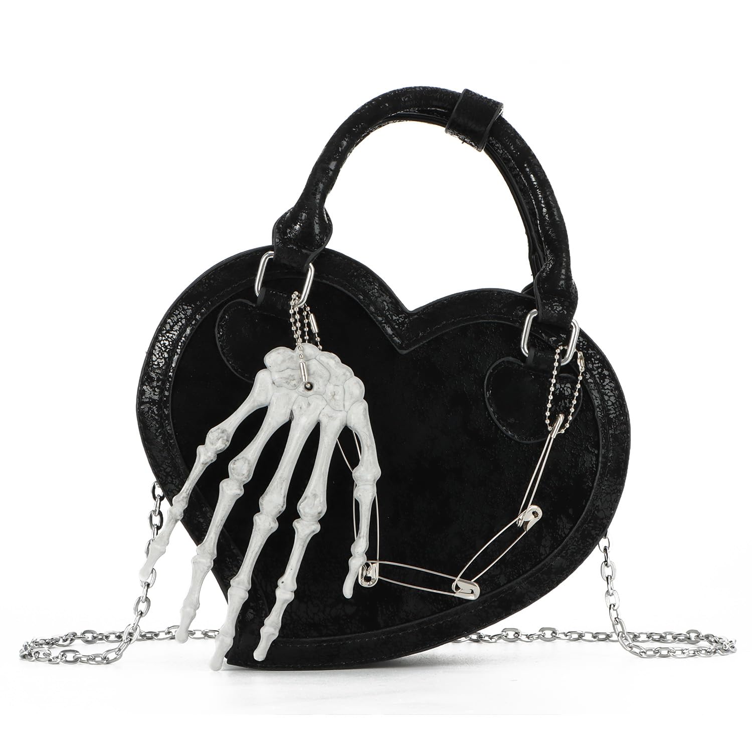 KUANG! Halloween Handbag Skull Hand Purse Heart Shaped Tote Bag Leopard Print Shoulder Crossbody Purse for Women