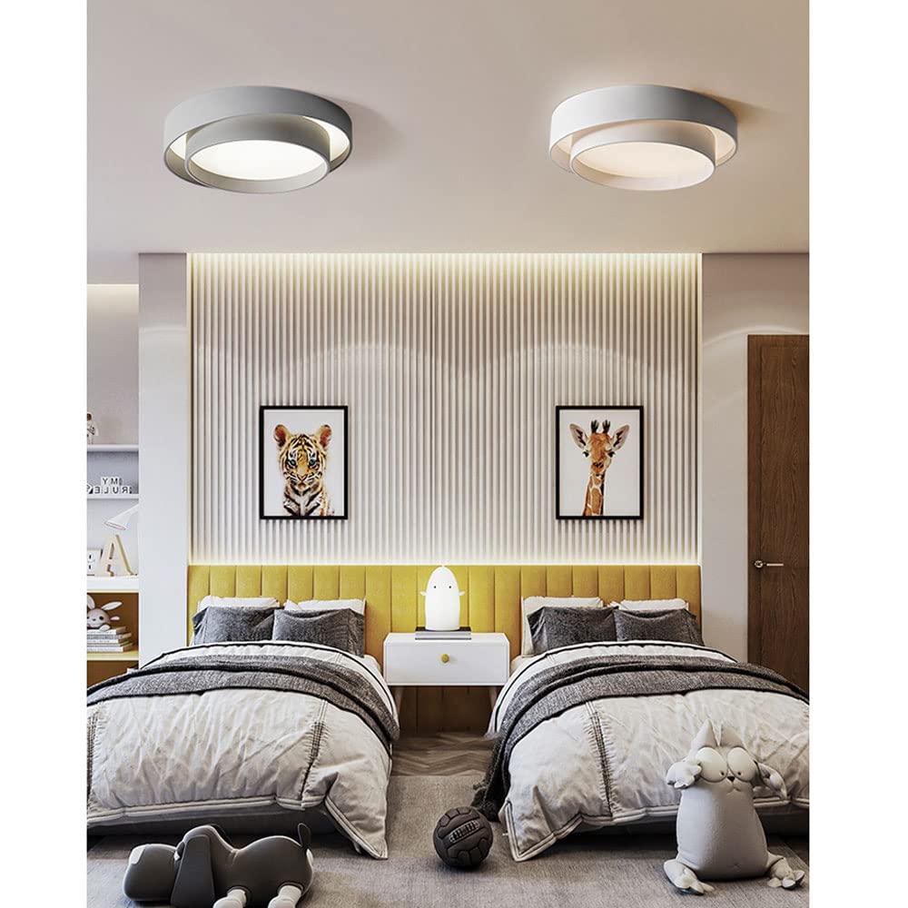 Lampada da soffitto dimmerabile 3000K-6000K, doppia plafoniera rotonda in ferro battuto, lampada da soffitto incorporata, lampada piatta con paralume in acrilico e Hungry Oh è la decorazione d