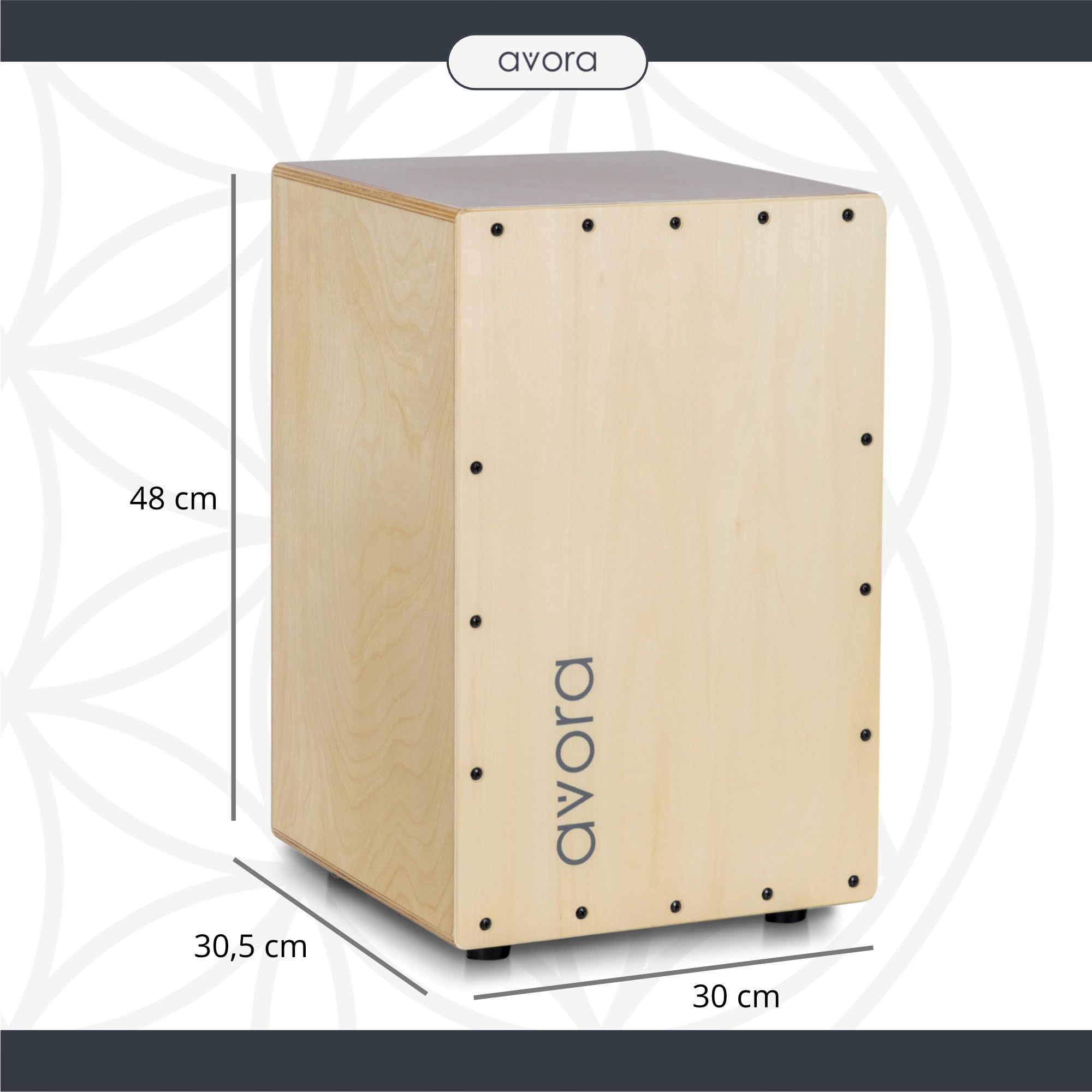 Avora Cajon Basswood - Cassa a Percussione con Corde di Chitarra Accordabili - Cajon & Suono Caldo - Effetto Snare - Include Cuscino in Neoprene per Lunghe Sessioni - Strumento in Tiglio - Naturale