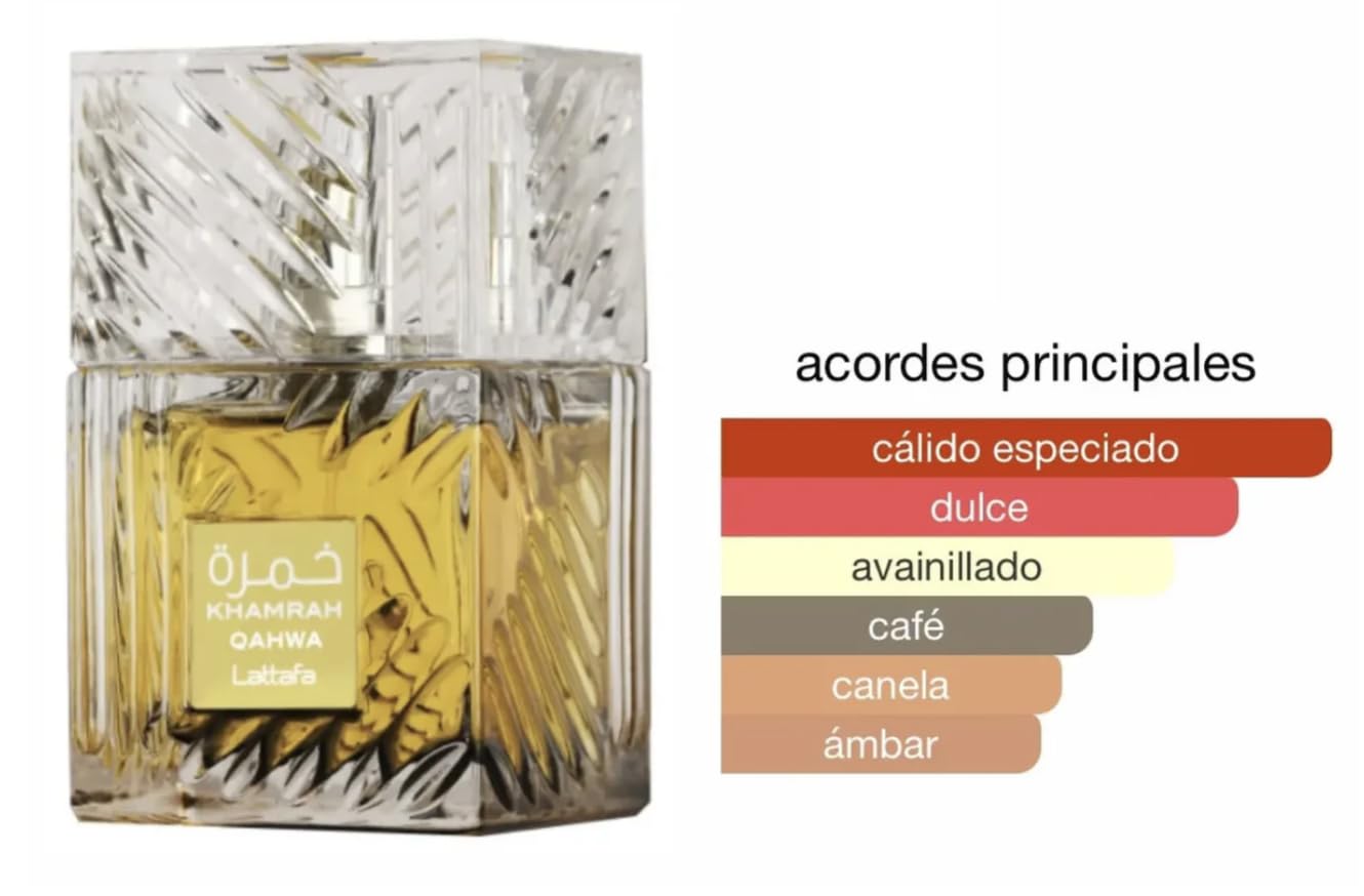 Profumo Khamrah Qahwa originale 100 ml, Eau da Perfum Unisex importato da Dubai con aromi piacevoli di lunga durata, include atomizzatore ricaricabile 5 ml, fragranza duratura (Qahwa)