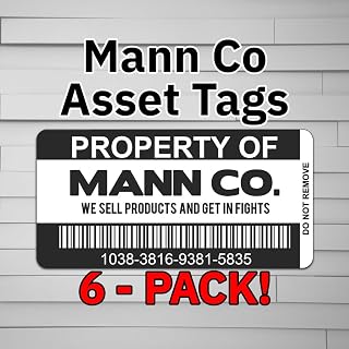 TF2 Mann Co. Asset Tags (Vinyl Decal Sticker, Car laptop window tumbler water bottle) logo symbol