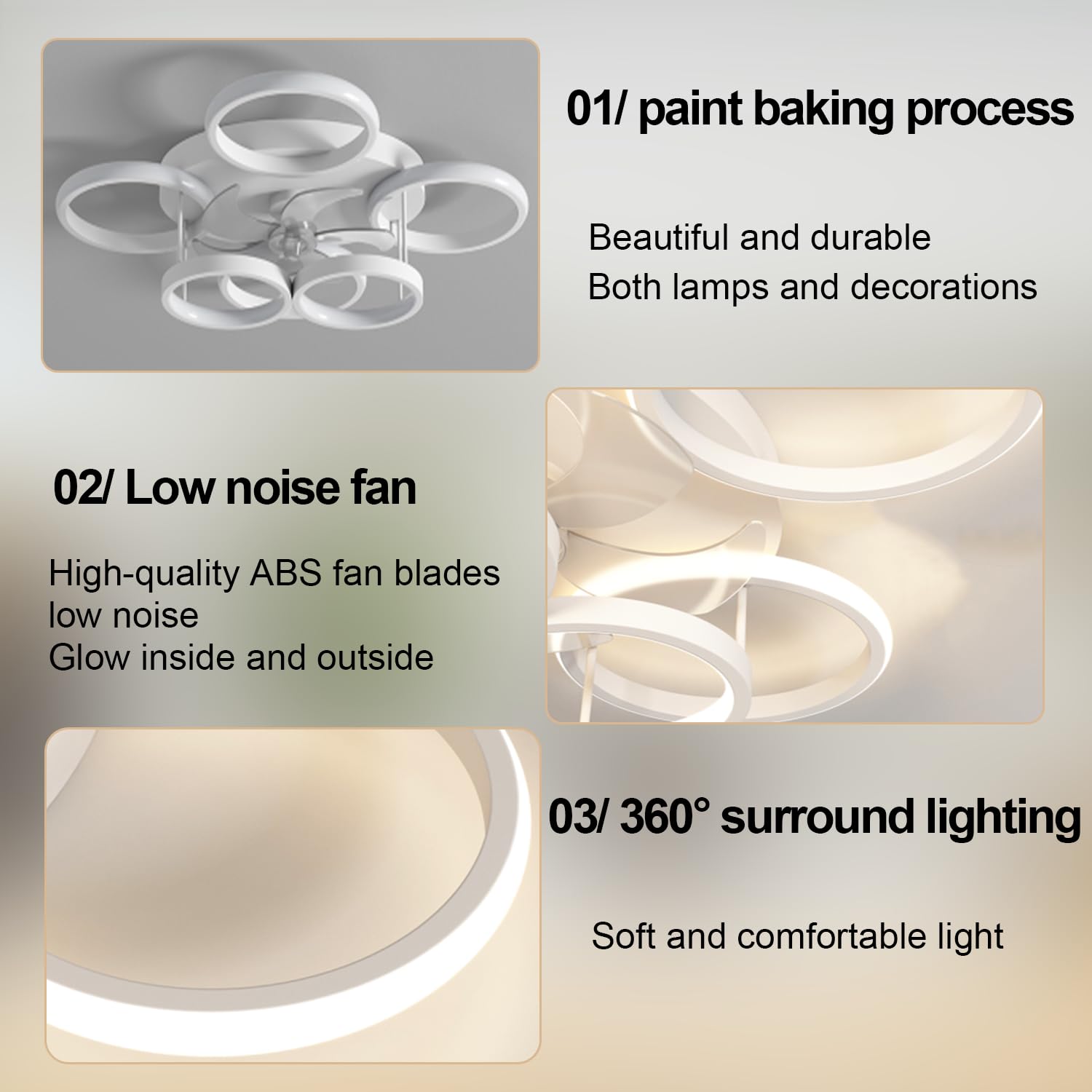 72W Deckenventilator mit Beleuchtung und Fernbedienung, Leise, APP Dimmbare LED Deckenleuchte mit Ventilator, 6-Gang-Einstellung Lampe mit Ventilator, Umkehrbare, Timer, Ø65CM, Weiß