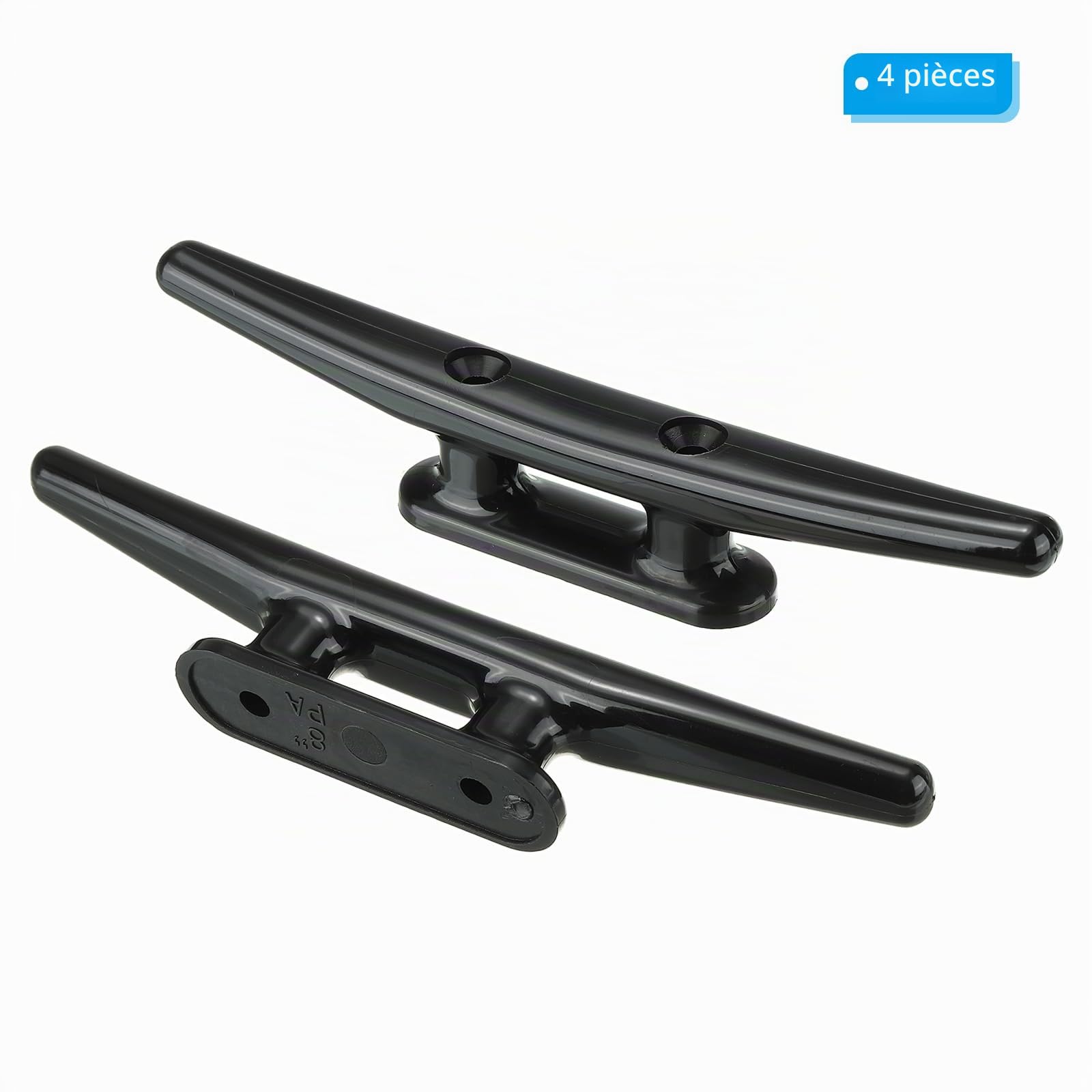 PATIKIL 4 Taquets de Quai en Nylon de 8 Pouces pour Bateau, Kayak, Petite Corde, Amarrage pour Ponts Marins, Canoës, Kayaks, Décoration, Noir