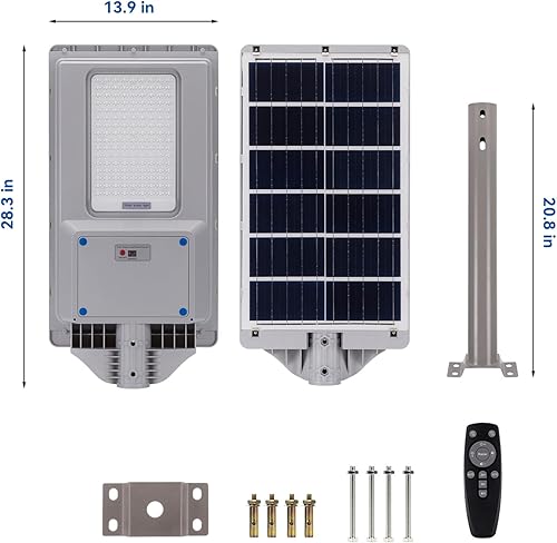 Miniatura 8 de LANGY Luz solar de calle, paquete de 2 30000LM 400W, luz de estacionamiento comercial IP67, luz de inundación solar al aire libre del atardecer al