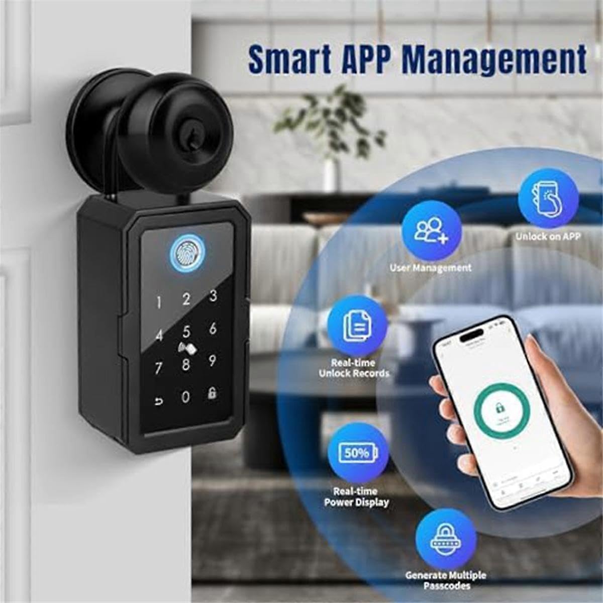 Smartkey Lock Box, Home Key Wireless Smartlock, elektroniczna skrzynka na klucze aplikacja kod cyfrowy Bluetooth K