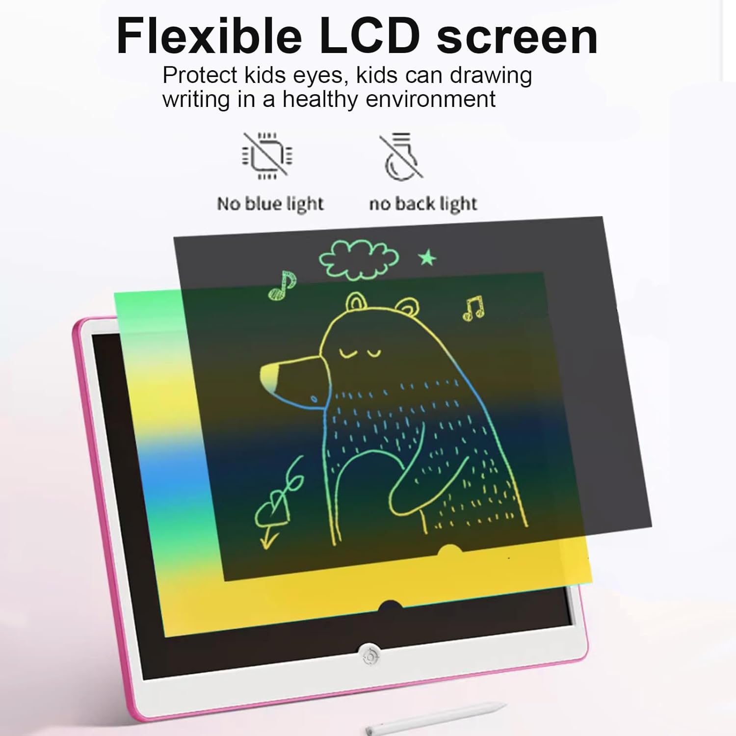 LCD Writing Tablet for Kids, ienRon 15 inch Quality Erasable Drawing Toddler Doodle Board for Kids, Preschool Toys for Baby Girls Boys, Rechargeable Toddler Drawing Board for Ages 3  Years Old, Pink