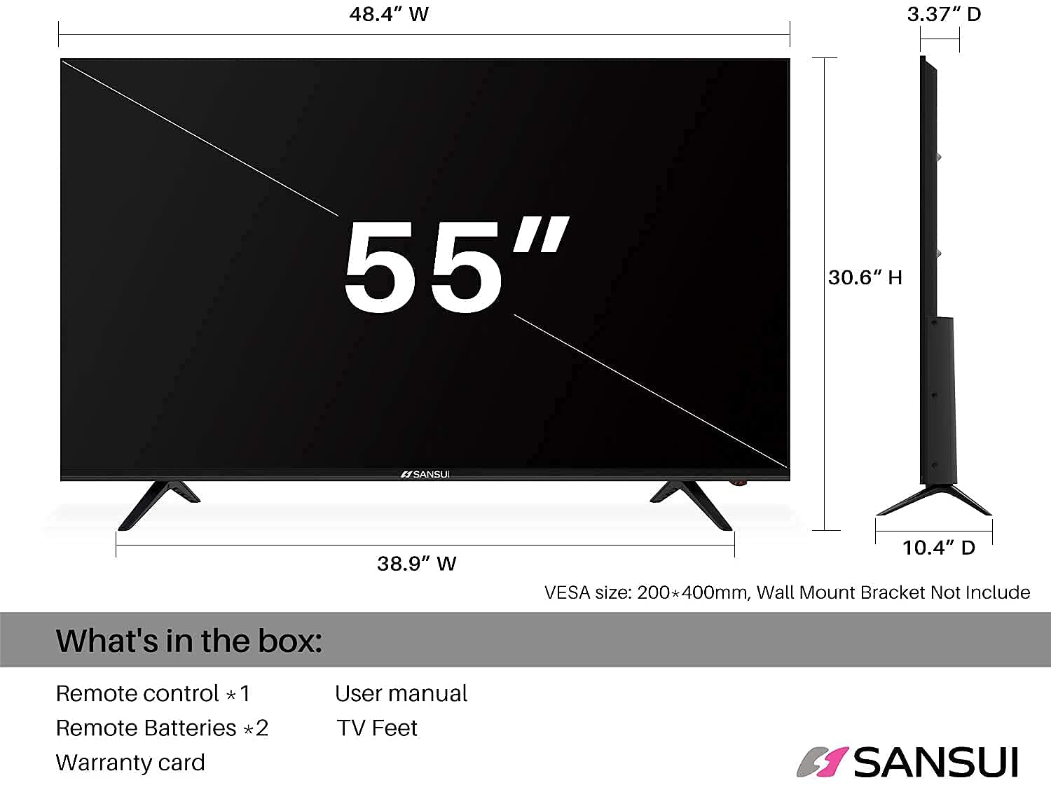 Buy SANSUI ES55S1UA, 55 inch 4K UHD HDR Smart LED Android TV with