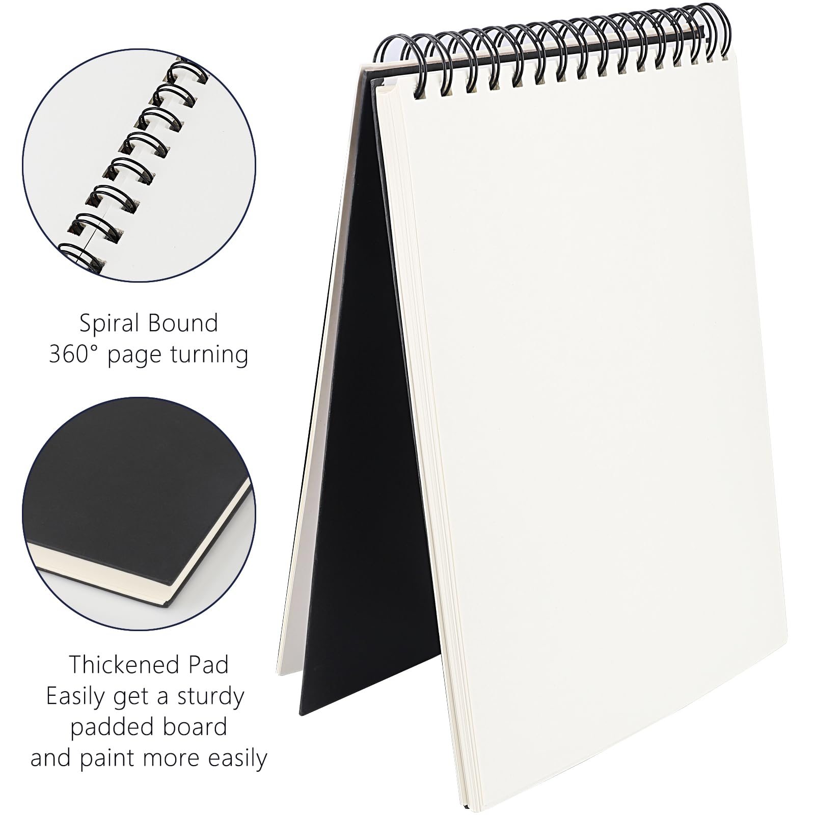 120 Páginas 60 Hojas Cuadernos de Bocetos A4, 160gsm Bloc de Dibujo A4, Cuaderno de Dibujo DIY Libros de Visitas para Escribir Dibujo Adecuado para Lápiz Acuarela Dibujo Escritura Artistas, 01