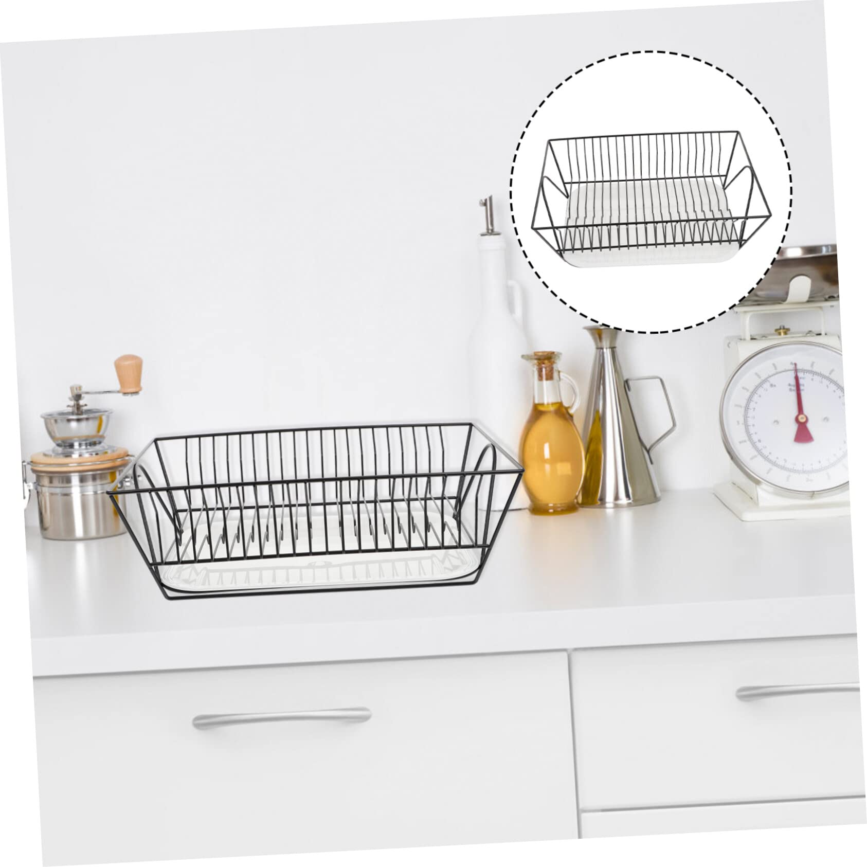 Cabilock Porte-assiettes Cuisine en Acier Inoxydable Noir, 1 Set