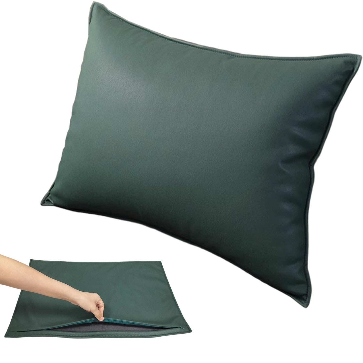 Taie d'oreiller 50x70 65x65 60x60 80x80 40x60 40x70 Housse De Coussin Exterieur Impermeable pour Salon de Jardin,Couverture Oreiller Canapé Decoration(Vert foncé,40x70cm)