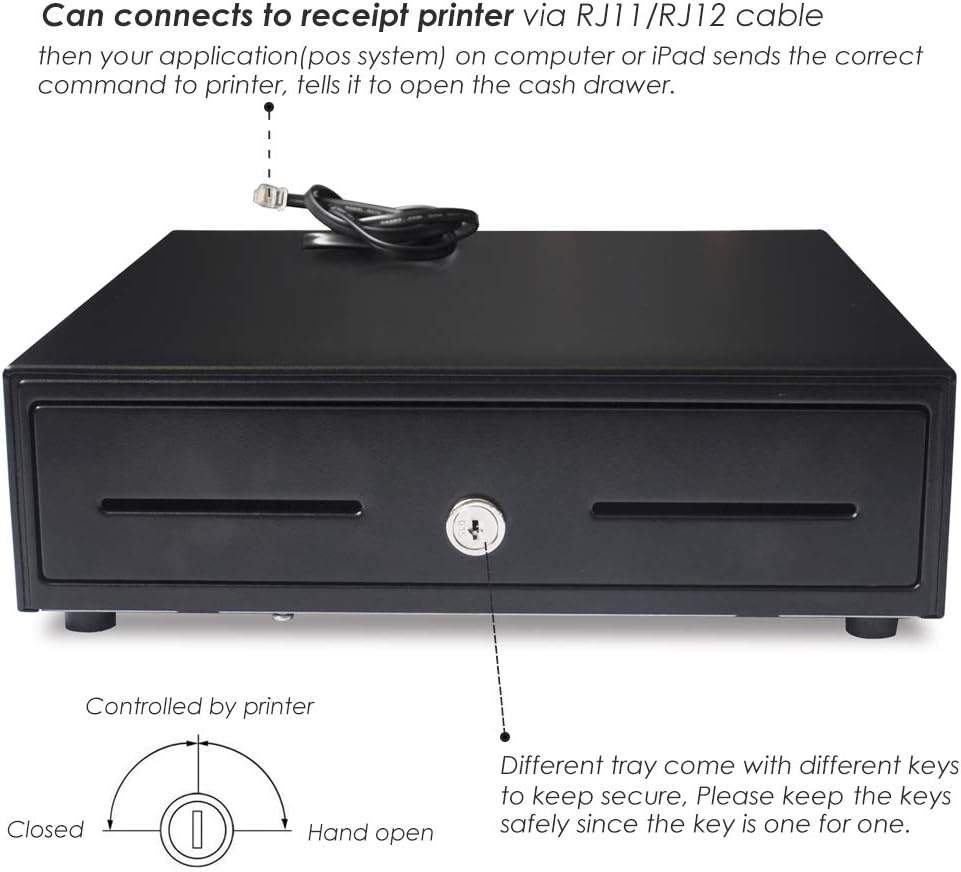 Beelta 13” Cash Register Drawer with Under Counter Mounting Brackets BD13B : Office Products