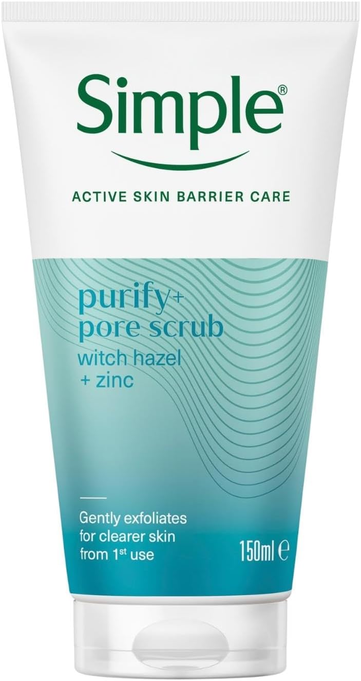 Simple Daily Skin Detox Clear Pore Facial Scrub 150 ml | For Oil Control & Smoother Skin | For Oily, Pimple-Prone & Spot-Prone Skin
