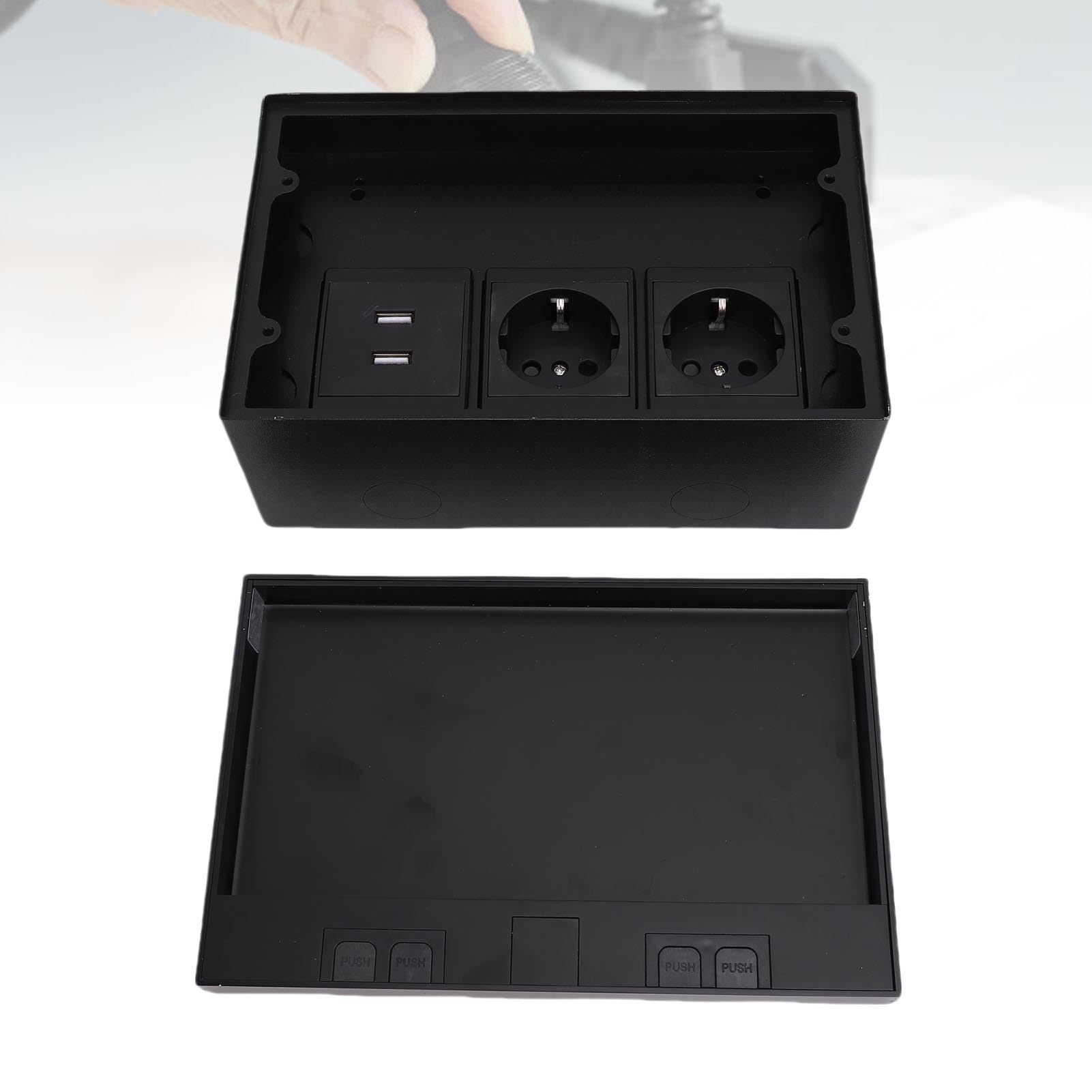Ausla Scatola di Derivazione da Incasso a Pavimento, Kit Presa Piatta Impermeabile in Acciaio Inossidabile con 2 Porte e 2 USB per Casa e Ufficio