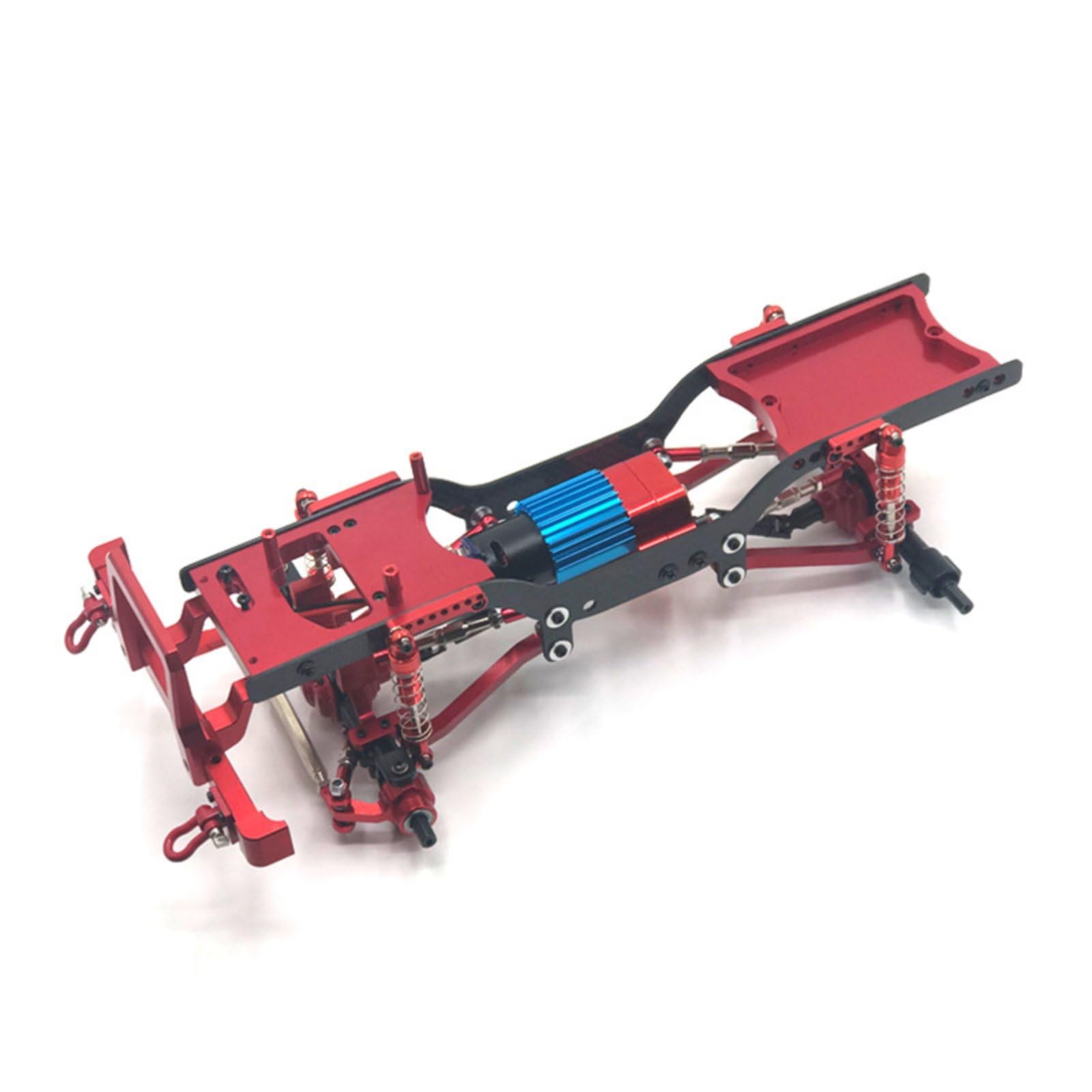 Marco de Coche Eléctrico Estructura RC Crawler Chasis de Metal con Amortiguadores y Vínculos Ajustables Motor 370 Caja Precisa Compatible 1/12 D90 D91, Rojo