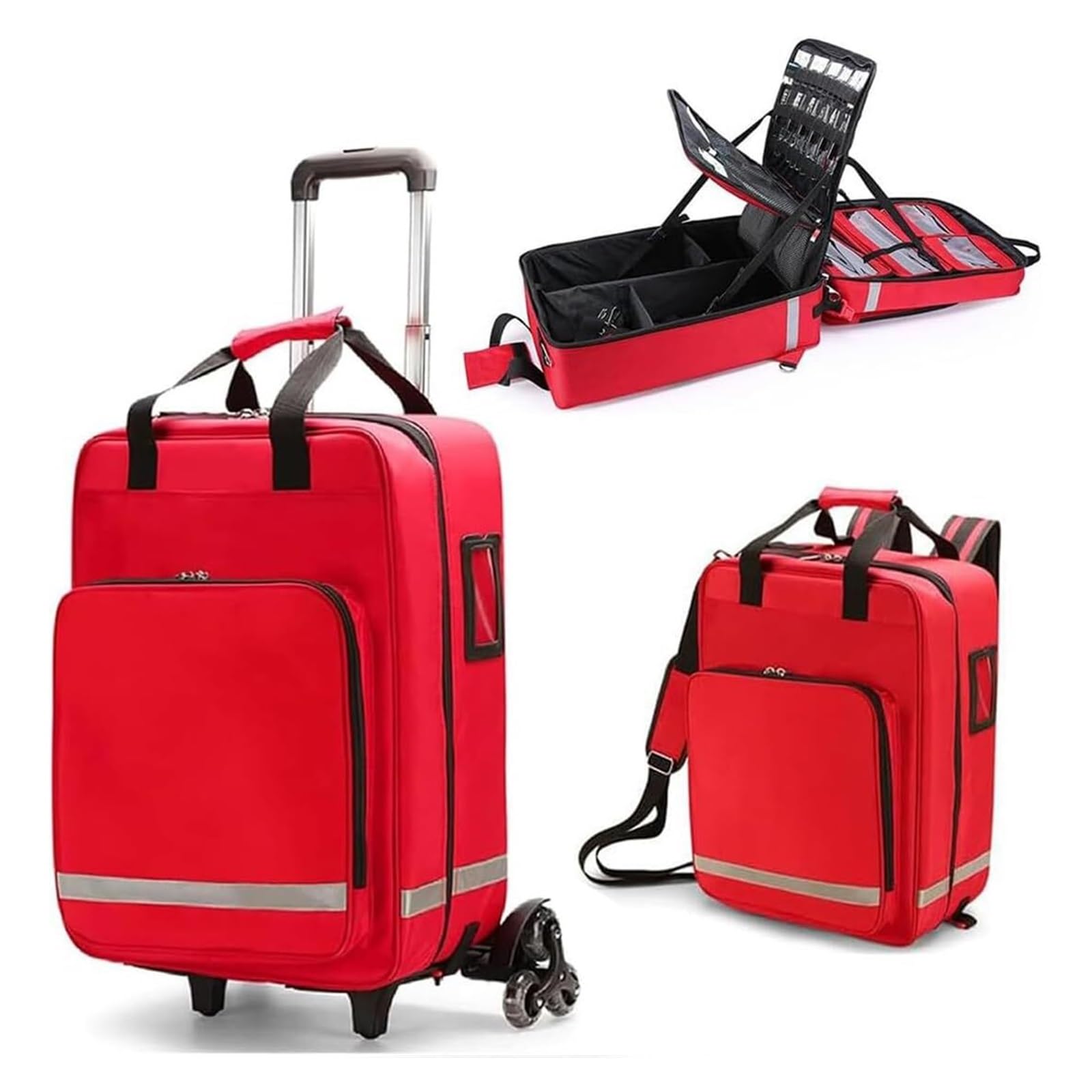 Botiquín de Primeros Auxilios con Ruedas y Carrito Extraíble - Kit Médico Portátil Multiusos para Familia, Camping, Festivales y Emergencias (Gran Capacidad)