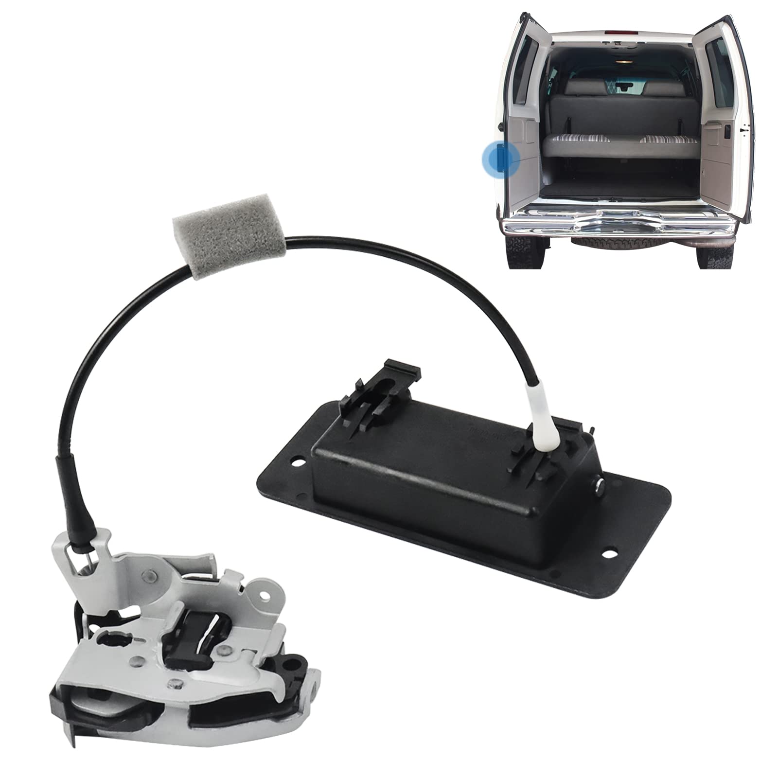 MOTORSTAR Rear Door Latch with Handle - Left Driver Side 6C2Z-15431A03-AA for Ford E150 E250 E350 E450, Back Cargo Door Latch Kit Assembly Replaces# 8C2Z-15431A03-A,4C2Z15431A03AB