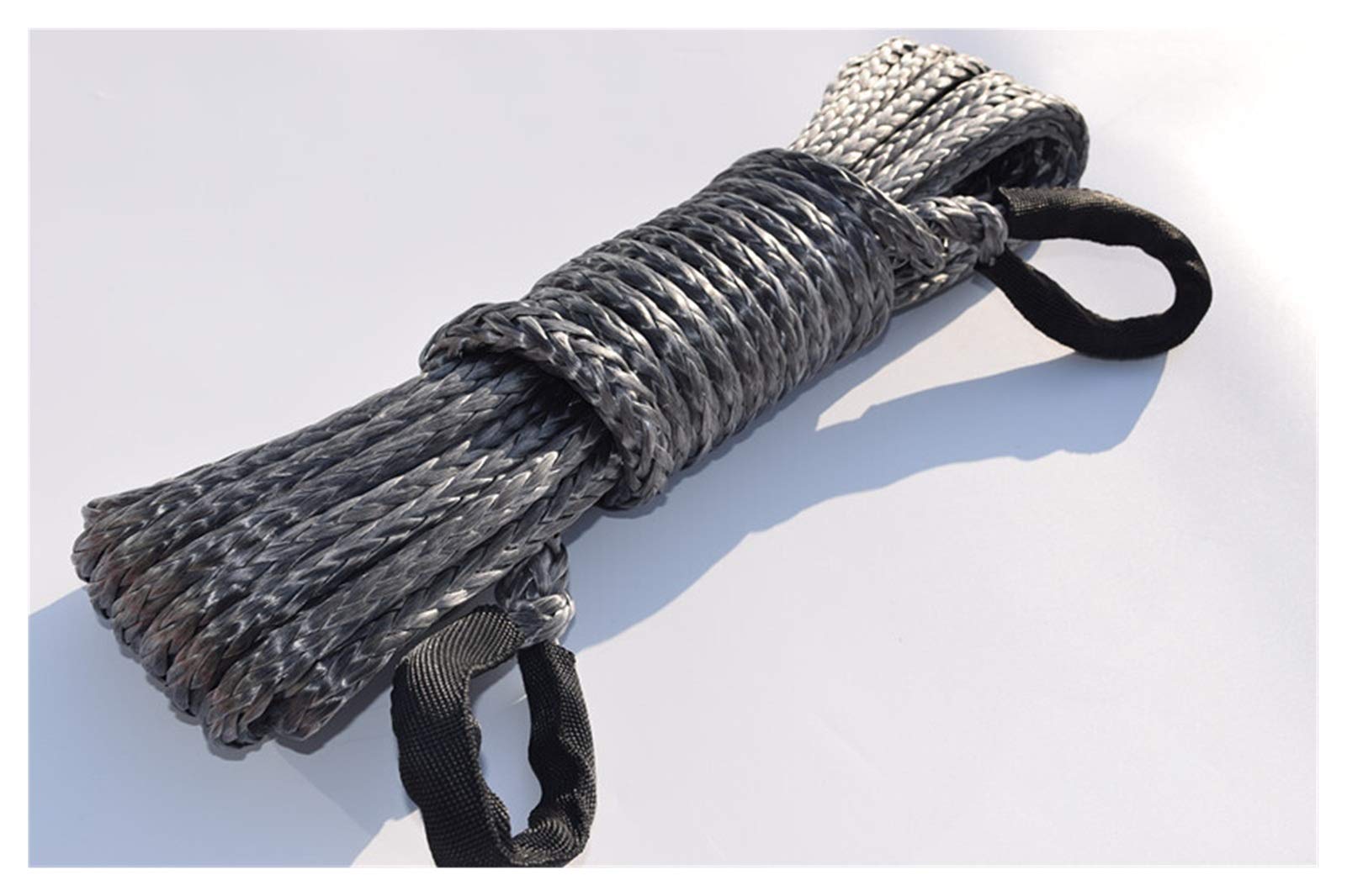 Winch Rope, 10mm*15m Winch Rope Extension for Truck SUV and Other Off-Road Car(Grijs)