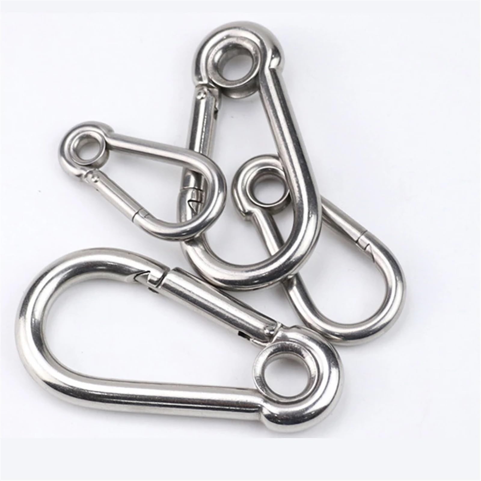 Karabinerhaken 304 Edelstahl Karabiner Karabinerhaken mit Öse Federschnalle Schlüsselanhänger M4 M5 M6 M7 M8 M9 M10 M11 M12 für Schlüsselanhänger, Camping, Wandern, Reisen,(M11,10PCS)