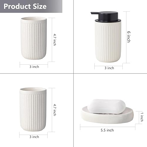 Miniatura 8 de BSDISP Juego completo de accesorios de baño de color negro mate, juego completo de accesorios de baño de cerámica, incluye bomba dispensadora de