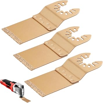 3PCS 35mm Carbide End Cut Blades Multi Tool Blades Compatible with Dewalt Wolf Stanley Worx Fein Multimaster Bosch Makita Etc Oscillating Multitools for Bricks Plaster and Grout Removal Cutter Saw Set