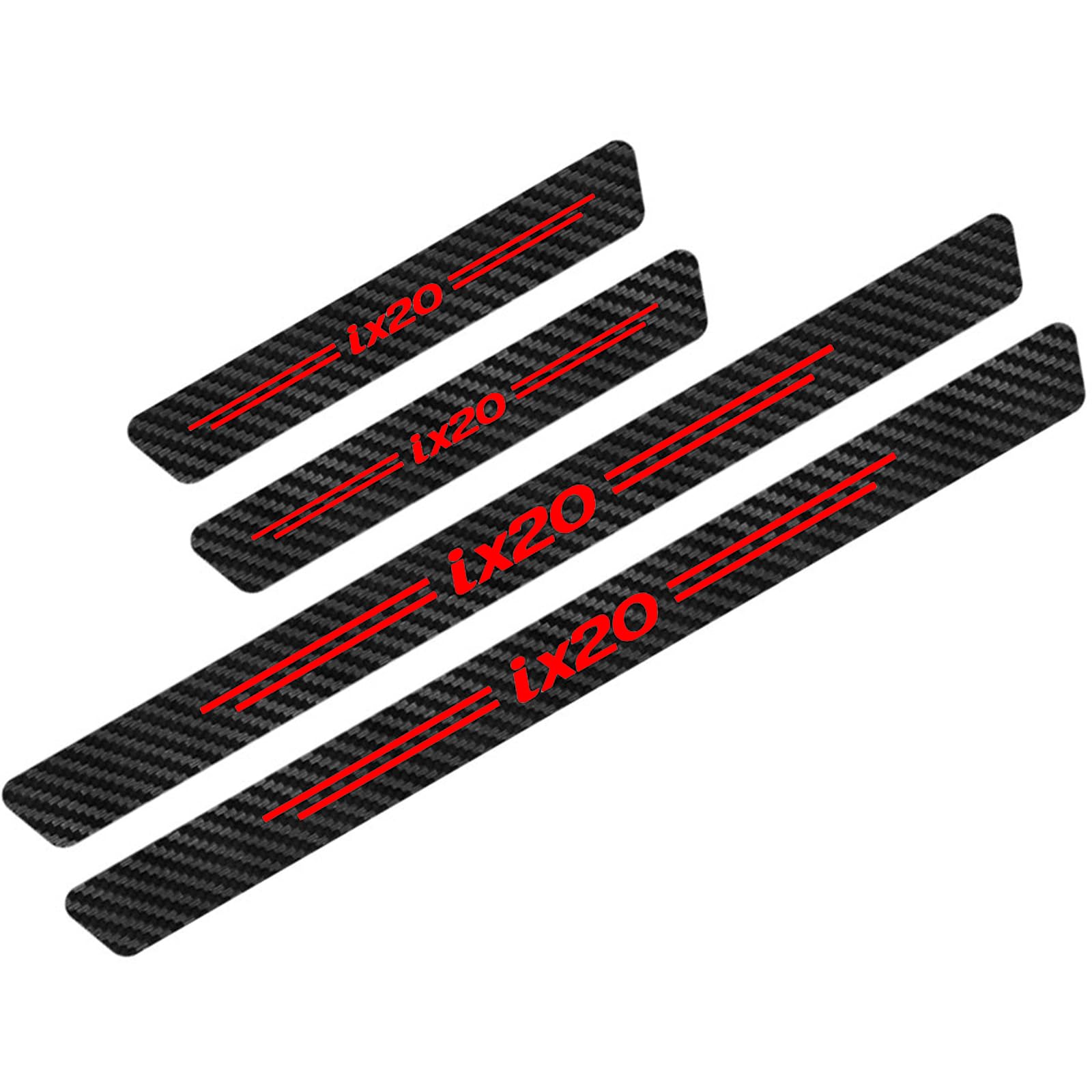 KLHYWEN Car Door Sill Protector for Hyun-dai IX20 4PCS Car Door Sill Scuff Plate Carbon Fiber Stickers Accessories,Red