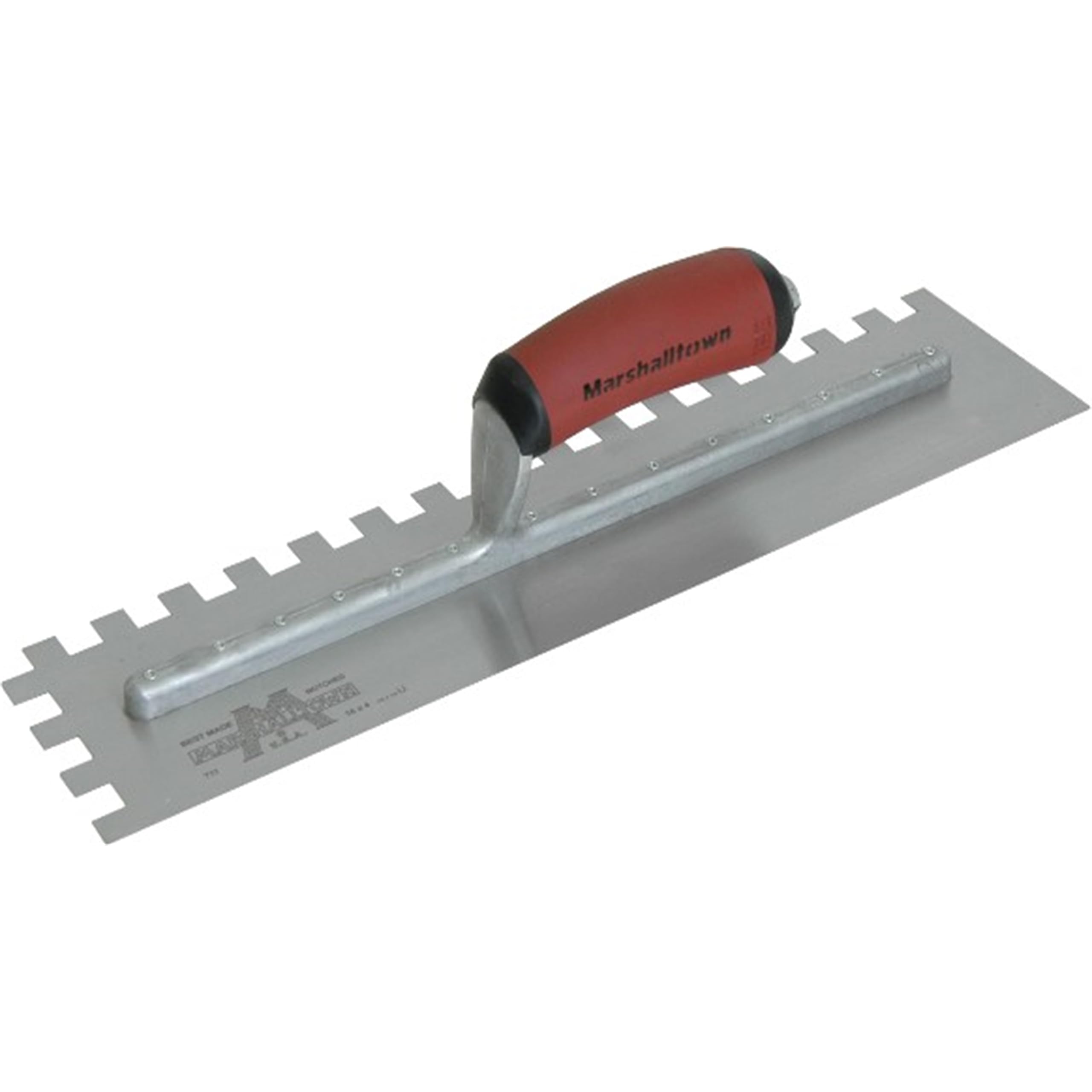 MARSHALLTOWN 1/2 x 1/2 x 1/2 Two-Sided Square Notched Trowel, USA Made 16x4 Inch Riveted Tiling Trowel, 711SD