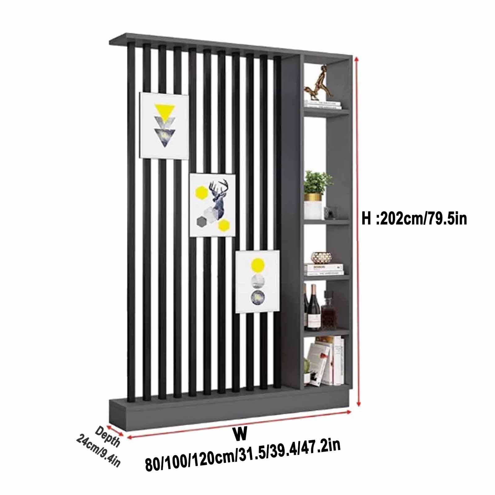 Colonna divisoria autoportante per ingresso, separatore di stanze indipendente con ripiani per il soggiorno, separatore di stanze in legno moderno autoportante, colonna divisoria per la privacy.(Gray+
