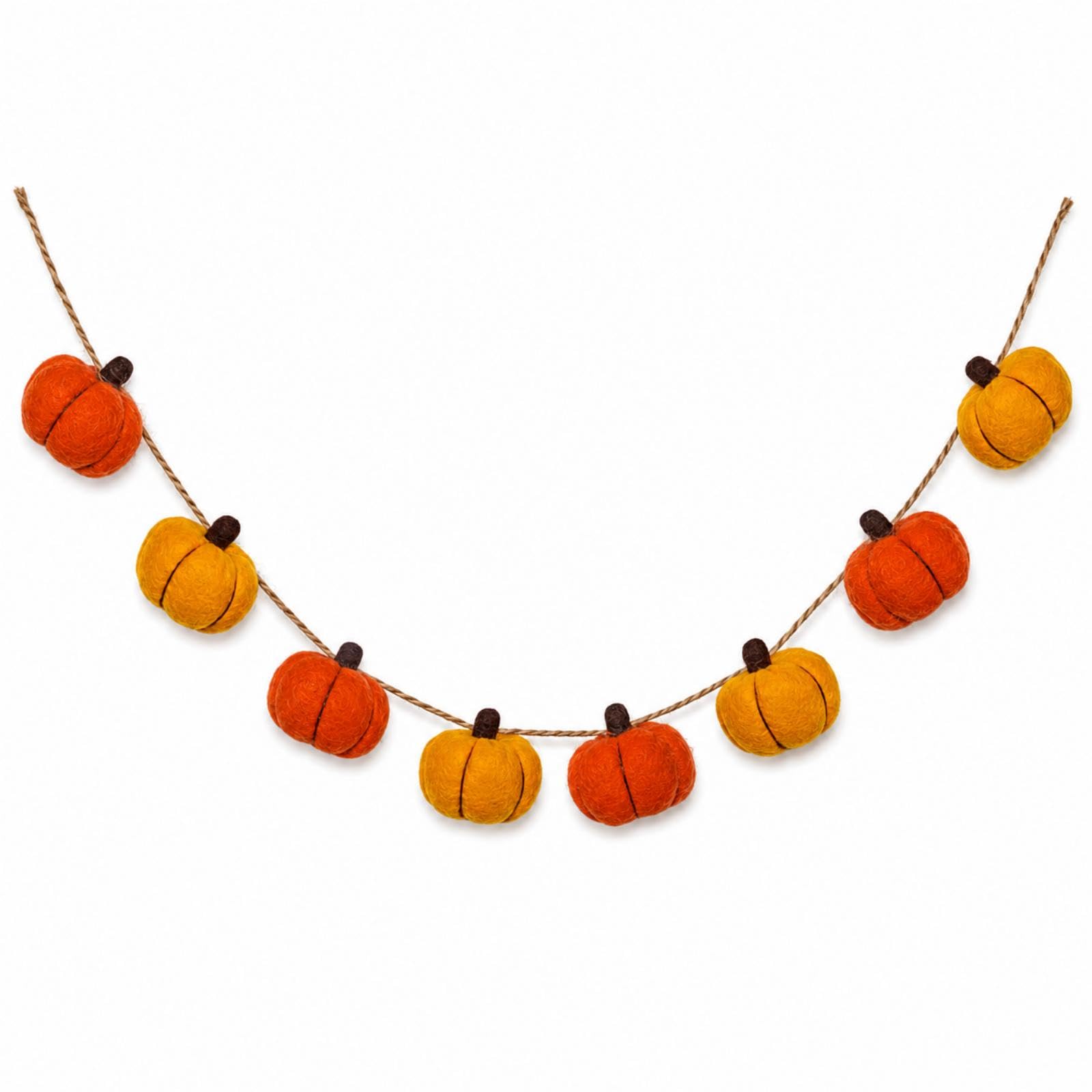 Autumn Halloween Garland, Orange Red Felt Pumpkin Autumn Decorations- 4.3Ft