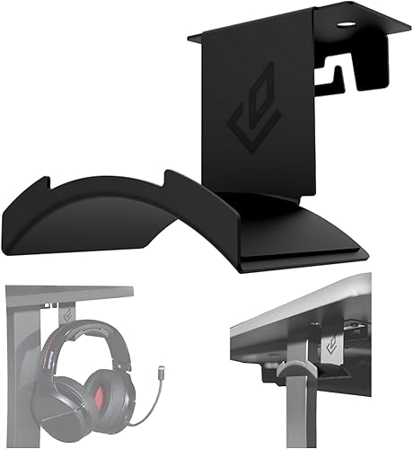 DEZCTOP Soporte para auriculares debajo del escritorio, soporte para auriculares para juegos de PC, accesorios de soporte para auriculares, soporte