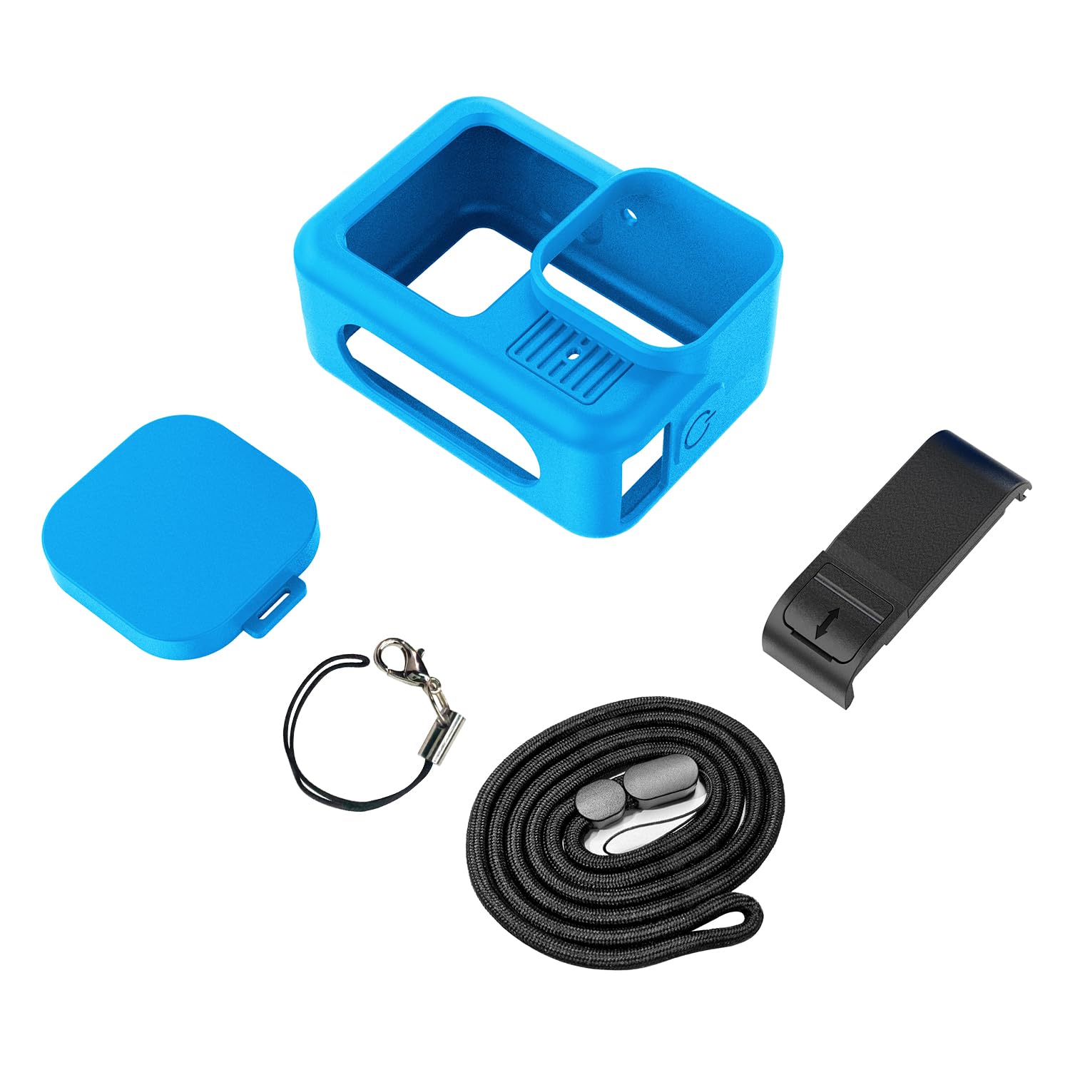 Cover in Silicone per GoPro Hero 13 Black Custodie di Protezione Copriobiettivo Coperture Laterali Cordino per Action Camera Kit Accessori (Blu)