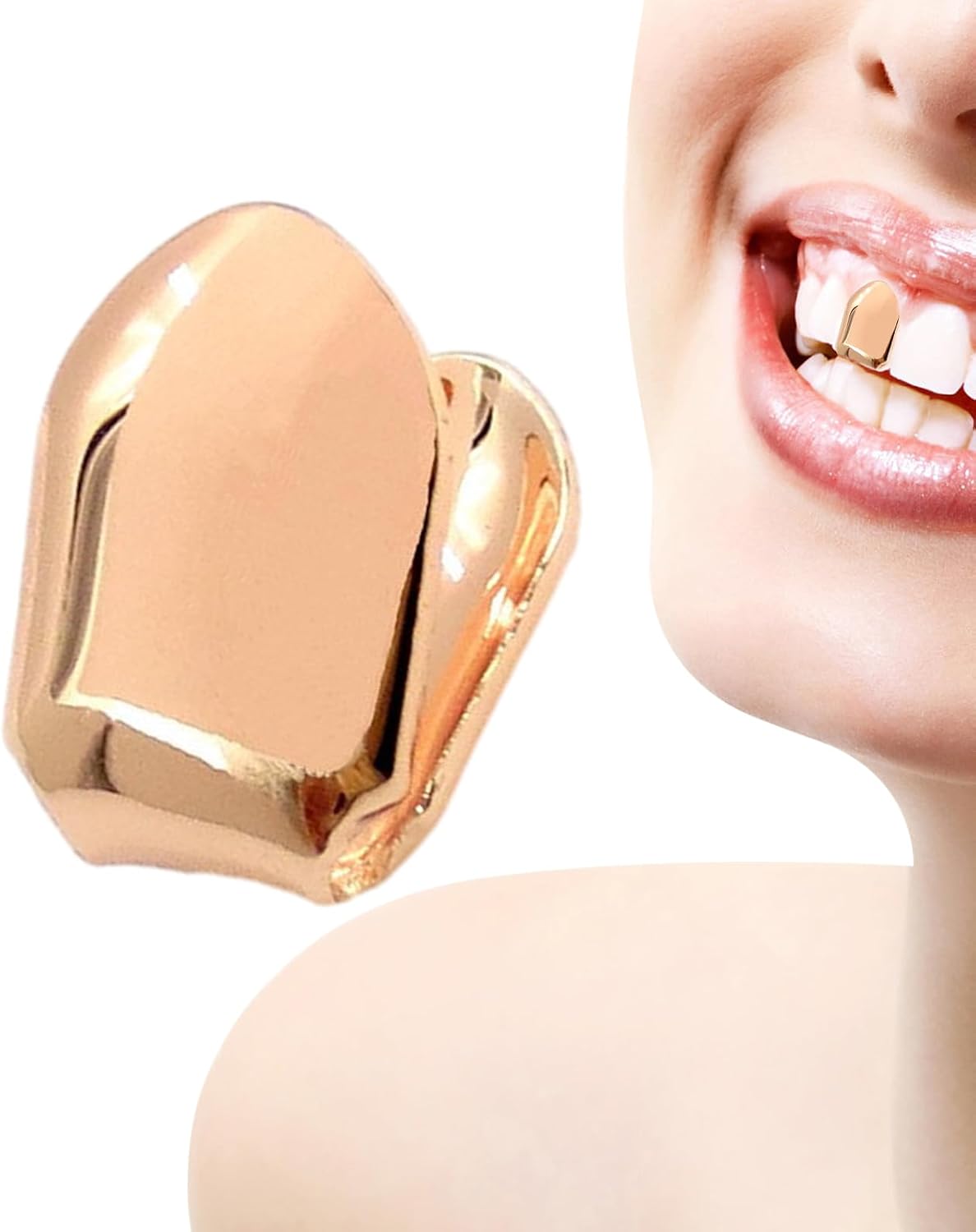 Single Gold Tooth Cap - 14k Oro Realistic Fake Teeth Grills