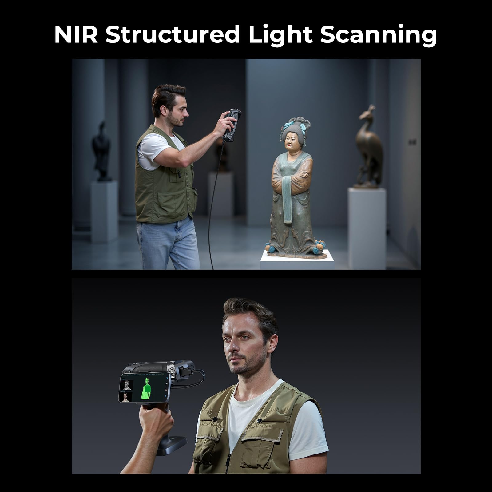 Creality 3D-Scanner Raptor X für den 3D-Druck, 60 fps, 34 Cross Blue Laser & NIR WiFi 6, Handheld-Scanner für Verbraucher, 0,02 mm Genauigkeit, 24-Bit-Schnellscannen in Vollfarbe für Windows und macOS