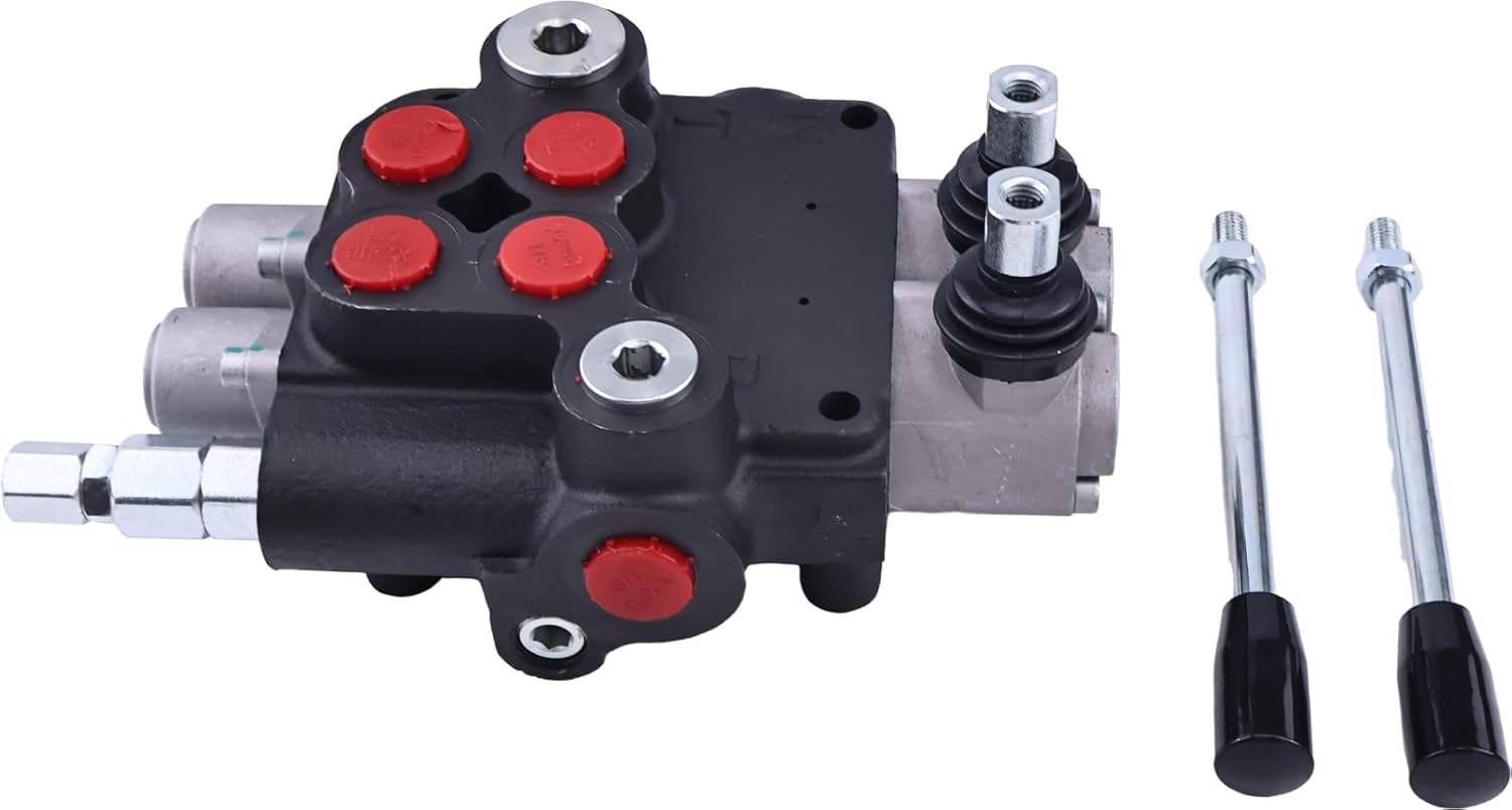 Solarhome 2 Spool Hydraulic Control Valve Open Center Double Acting 21 GPM 3600 PSI SAE Ports Compatible With Tractors Loaders Log Splitters