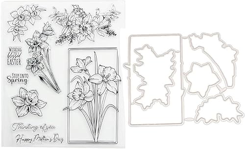 Qoiseys Juego de sellos y troqueles transparentes de flores para hacer tarjetas, plantillas cortadas para álbumes de recortes, álbum de fotos, papel Qoiseys Juego de sellos y troqueles transparentes de flores para hacer tarjetas, plantillas cortadas para álbumes de recortes, álbum de fotos, papel