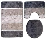 badgarnitur 3 teilig blau Lieferumfang: 1x Badematte (55 x 85cm), 1x WC-Vorleger (45 x 55cm) und 1x WC-Deckelbezug